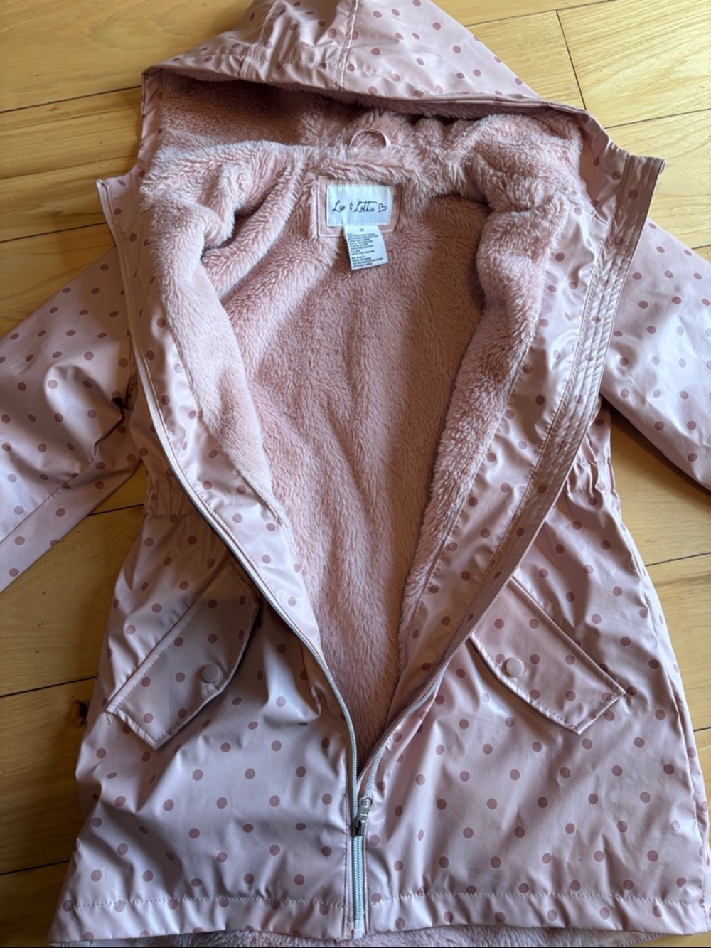 Kids' Lightweight Hooded Raincoat - Pink Polka Dot - Picture 4 of 4